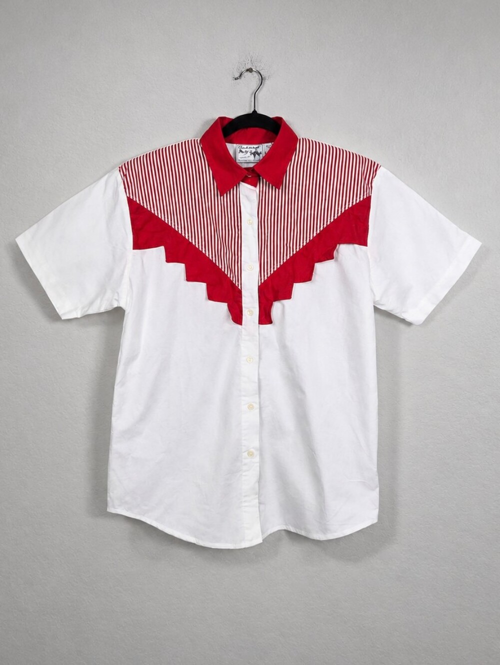 Vintage 90s Western Shirt NWT Cowgirl Rodeo Ranchwear Rockabilly Red White L